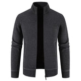 Fleece-lined Thickened Men's Knitted Stand Collar Jacket - Minihomy