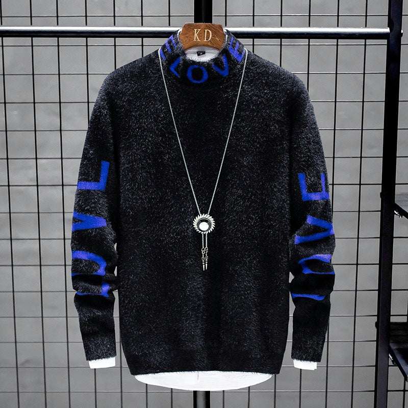 Men High Neck Loose Personalized Sweater - Minihomy