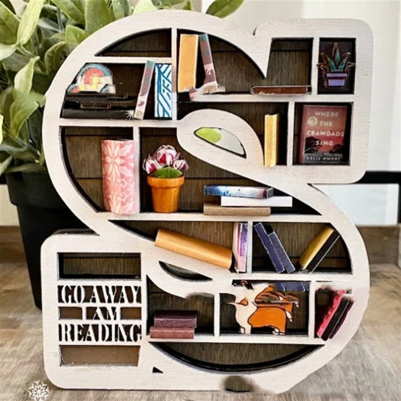 Custom Initial Book Lover Miniature Bookshelf: Personalize Your Literary Haven - Minihomy