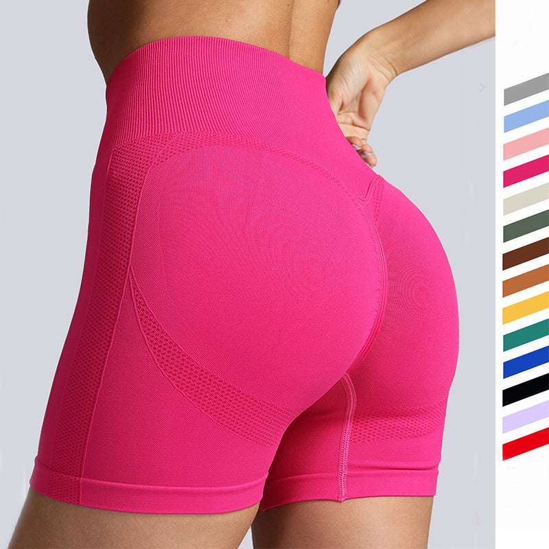 High Waist Yoga Shorts for Women - Seamless, Solid Color, Hip-Lifting Fitness Pants - Minihomy