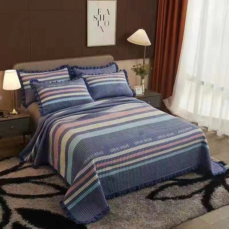 Crystal Velvet Bed Cover With Warm Quilted Sheets Korean Style - Minihomy