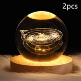 LED Night Light Galaxy Crystal Ball Table Lamp - 3D Planet Moon Lamp for Bedroom Home Decor - Minihomy