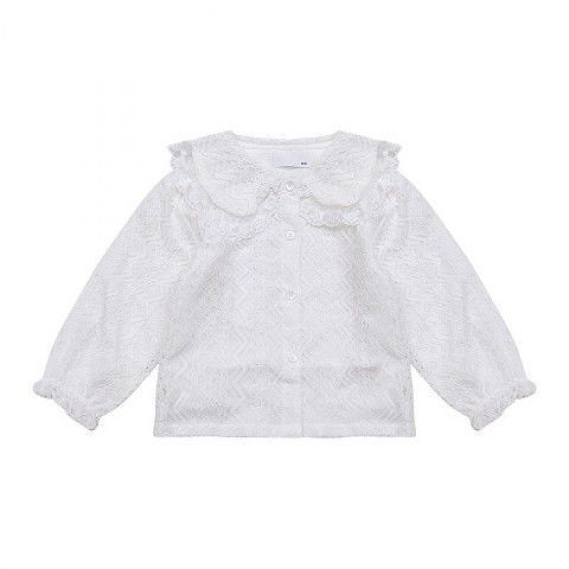 Girls Denim Overalls And Lace Shirt Two-piece Suit - Minihomy