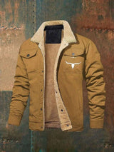 Men's Fleece-lined Cotton Casual Jacket Winter Lapel Single Breasted Warm Outerwear - Minihomy