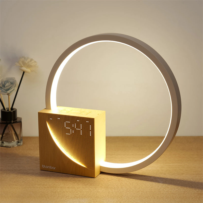 Bedside Lamp - Touch Table Lamp with Natural Sounds, Desk Lamp with Alarm Clock - Minihomy