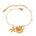 18K Gold Pearl Chain Bracelet - Summer Shell & Starfish Pendant - Minihomy