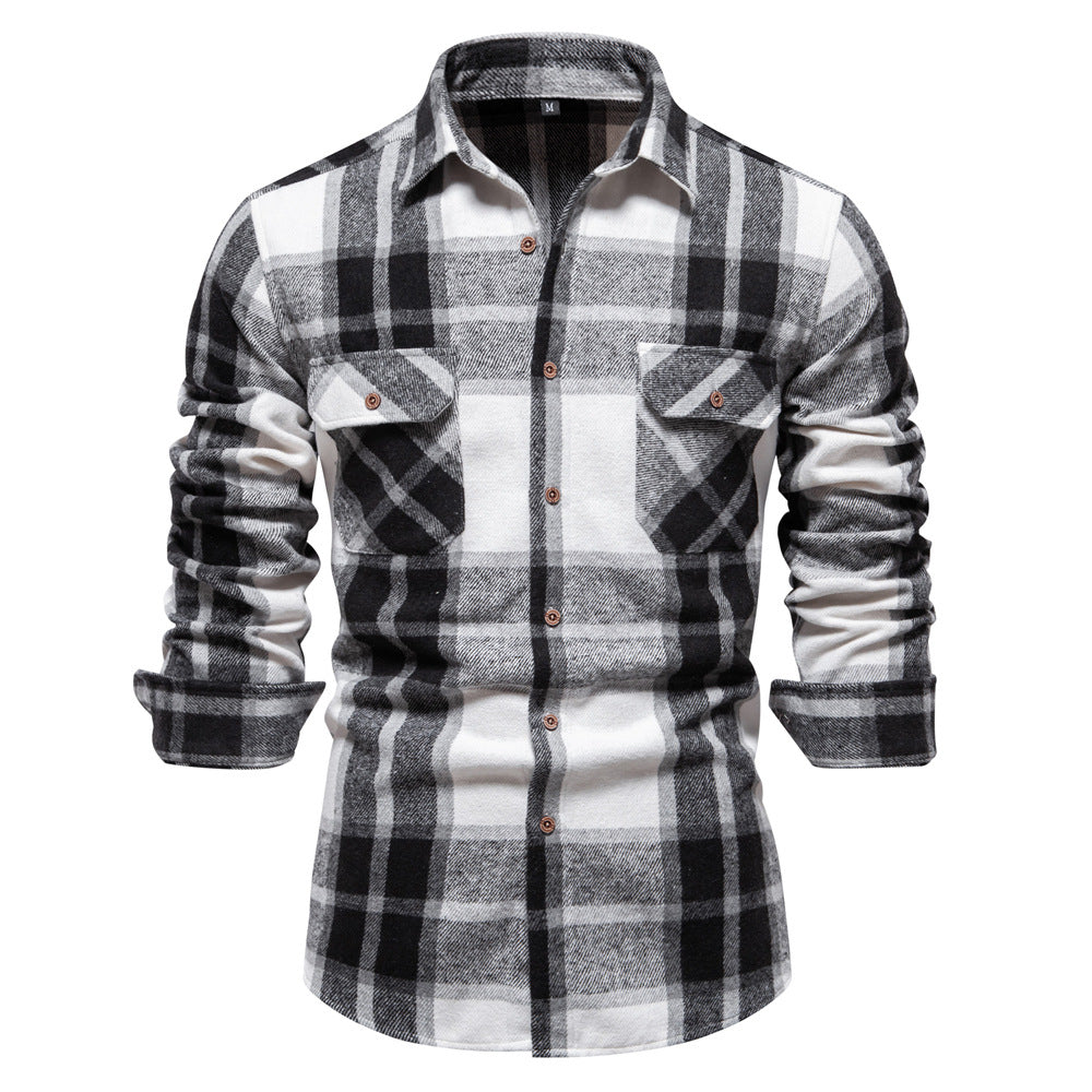 Men's Plaid Long Sleeve Shirt Top - Minihomy