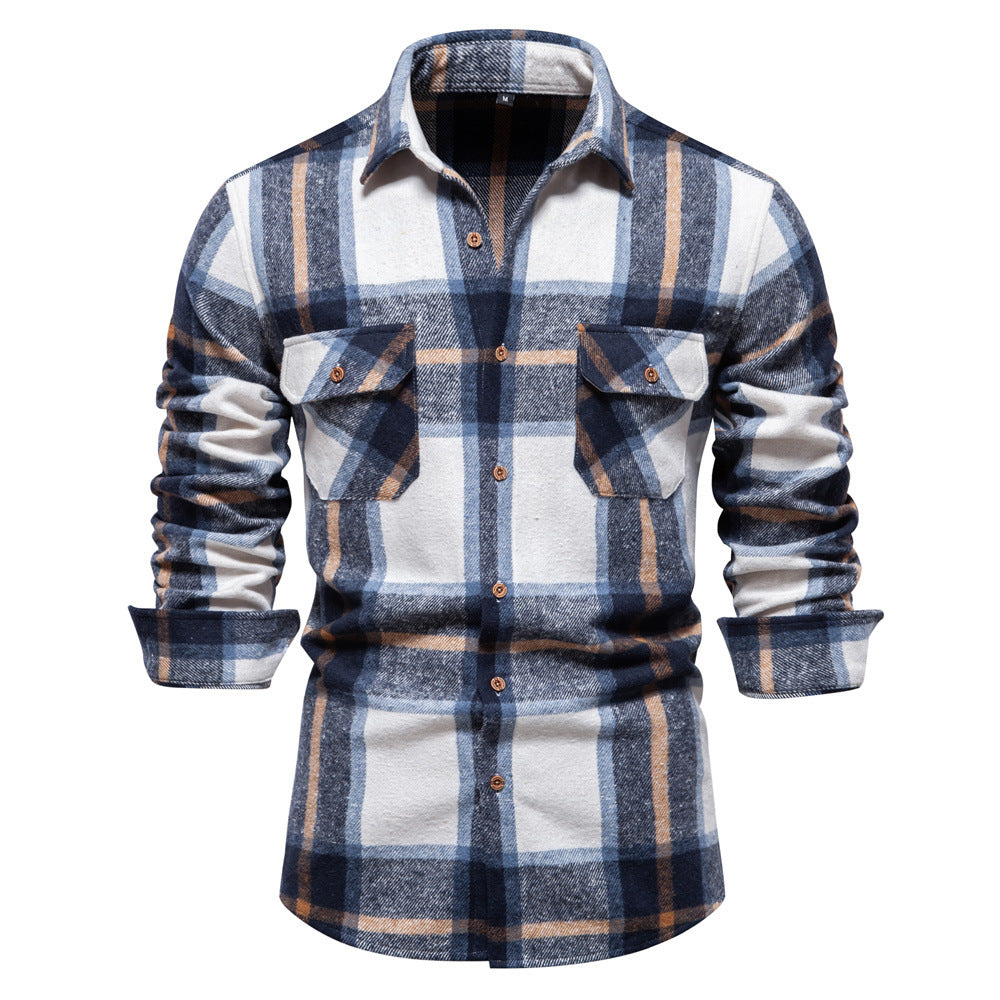 Men's Plaid Long Sleeve Shirt Top - Minihomy