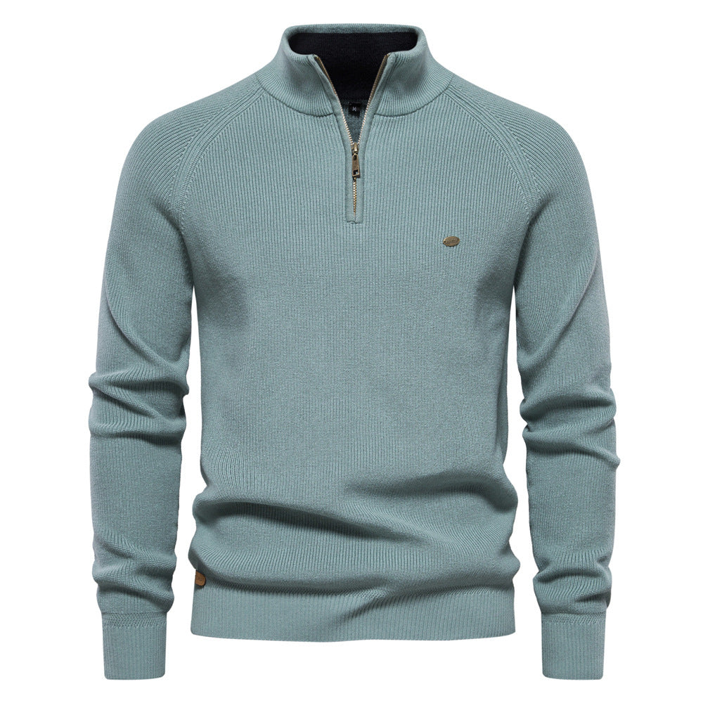 Men's Simple Half Turtleneck Solid Color Top - Minihomy