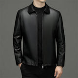 Lapel Ecological Coat Leather Jacket Men - Minihomy