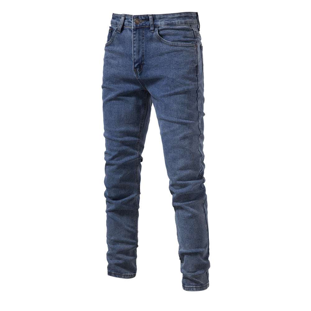 Men's Personalized Denim Washed Micro-elastic Straight-leg Trousers - Minihomy