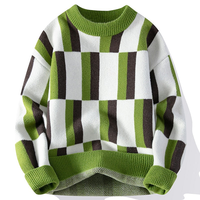 Men's Round Neck Multicolor Sweater Simple Knitwear - Minihomy