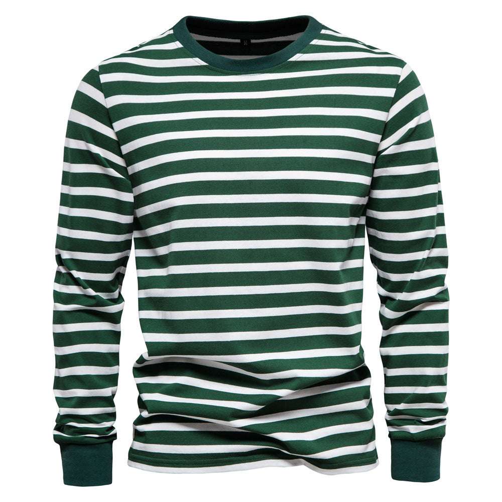 Men's Casual Long Sleeve Striped T-shirt - Minihomy