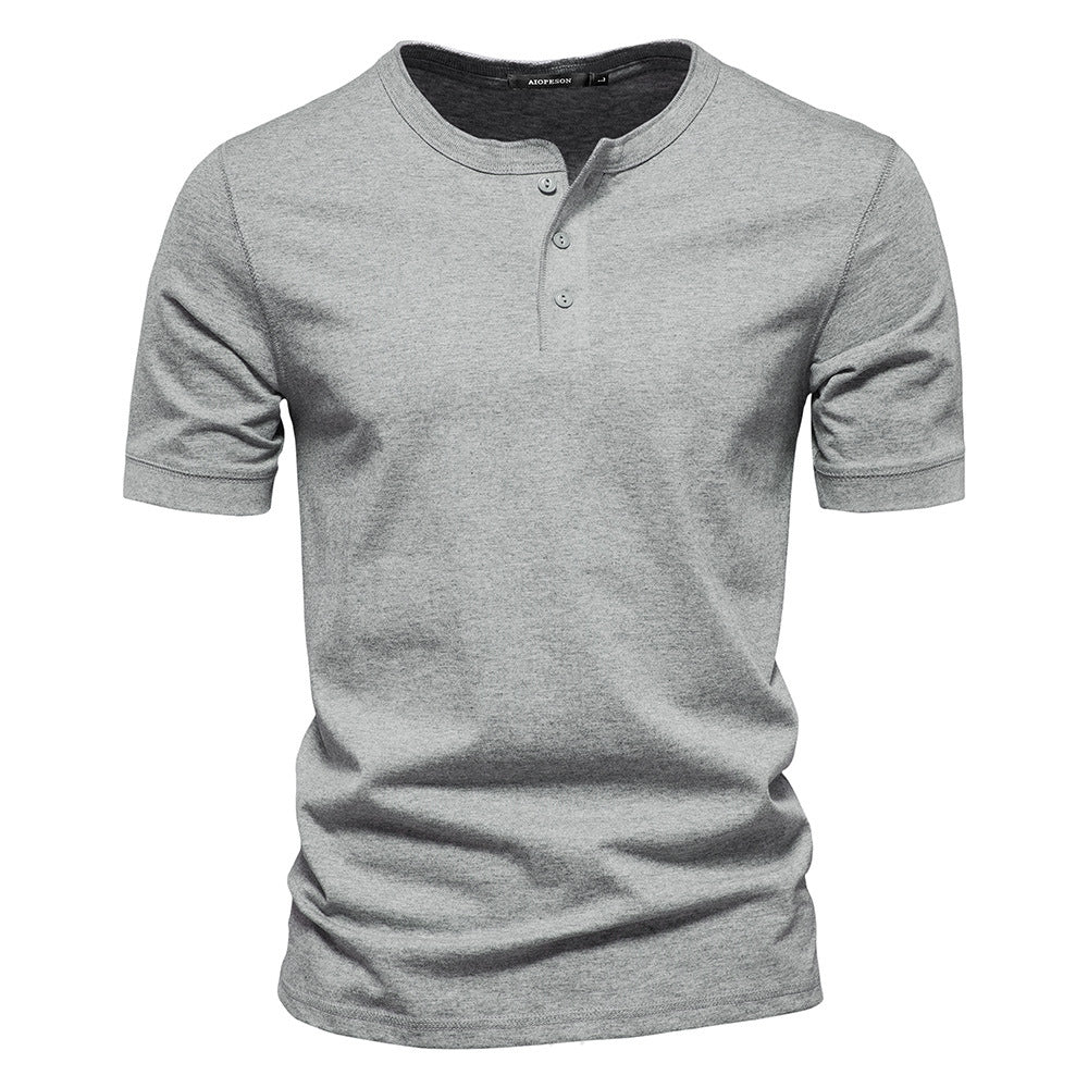 Men's Solid Color Slim Round Neck Short Sleeve T-shirt - Minihomy