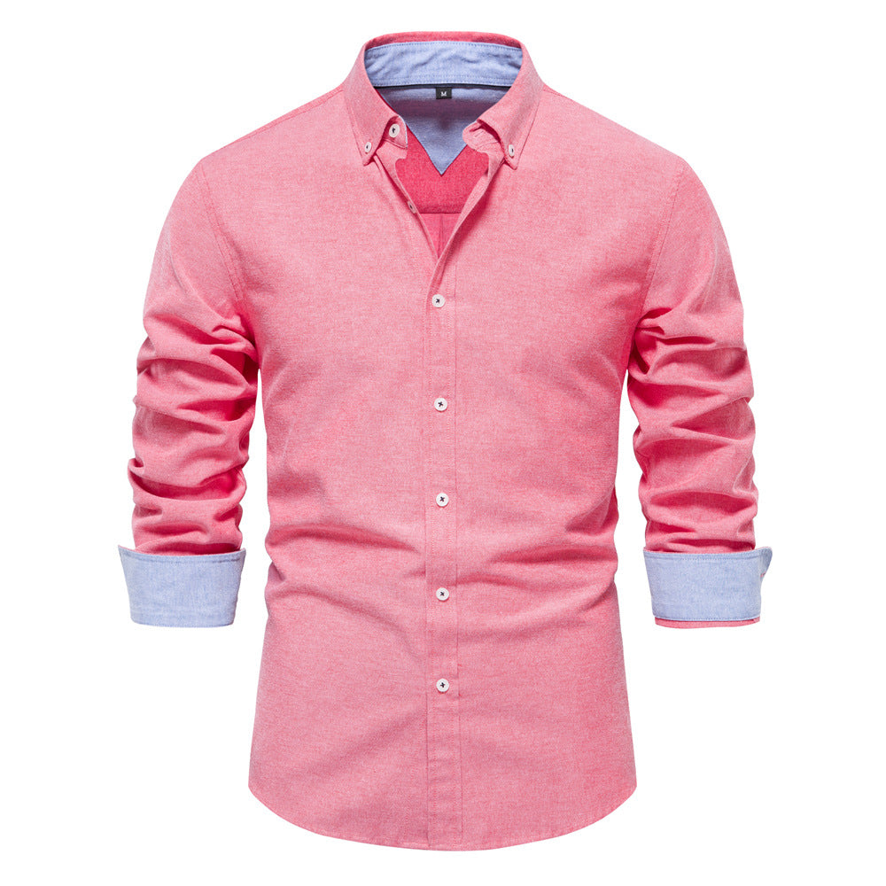 Men's Fashion Casual All-matching Solid Color Long-sleeved Top - Minihomy