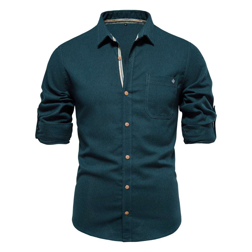 Men's Casual Lapel Long Sleeve Shirt - Minihomy