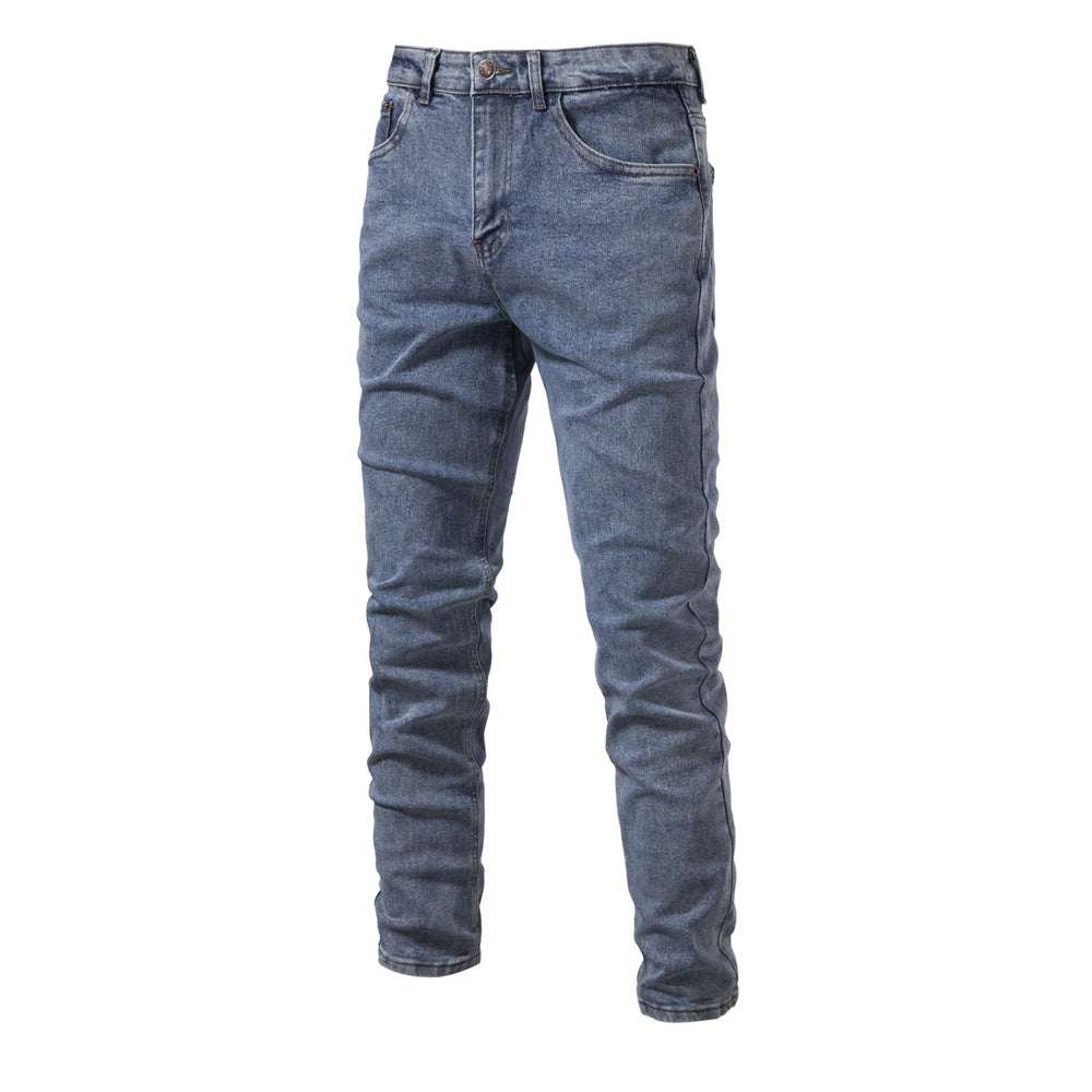 Men's Personalized Denim Washed Micro-elastic Straight-leg Trousers - Minihomy