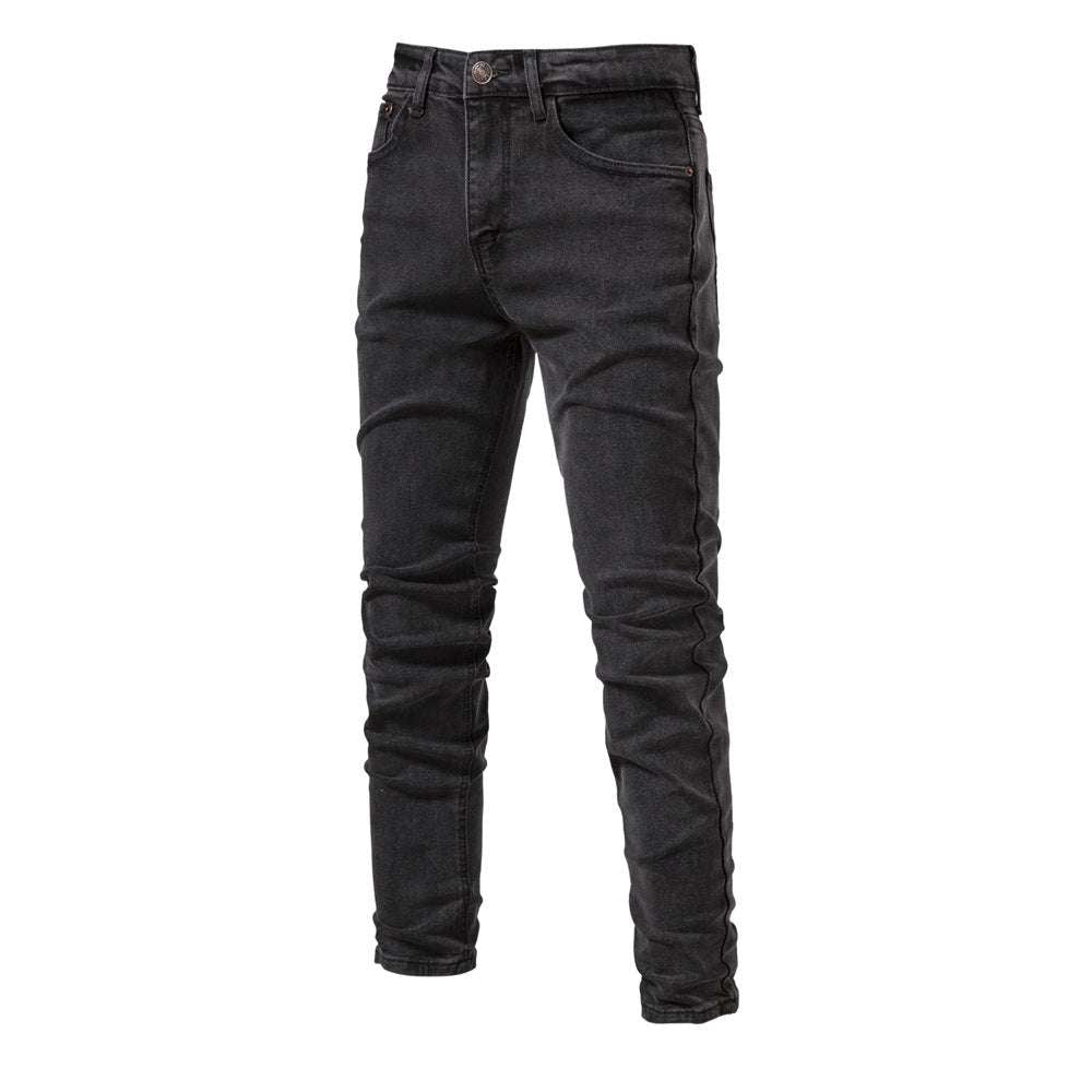 Men's Personalized Denim Washed Micro-elastic Straight-leg Trousers - Minihomy