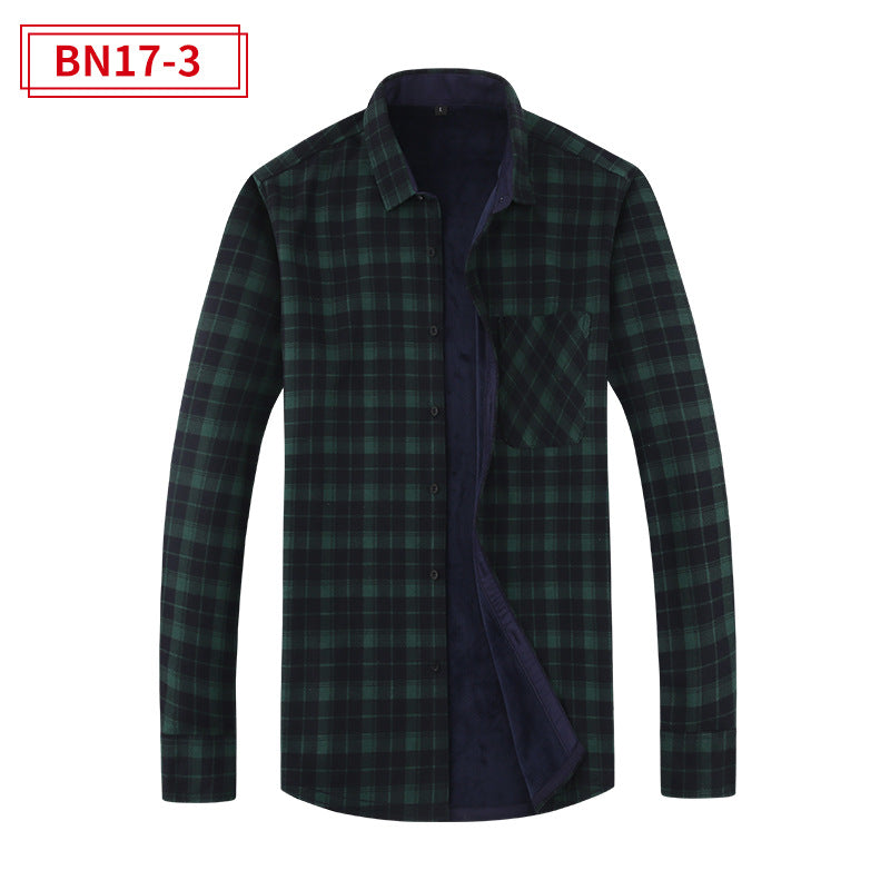 Men's Leisure Warm Plaid Shirt Coat - Minihomy