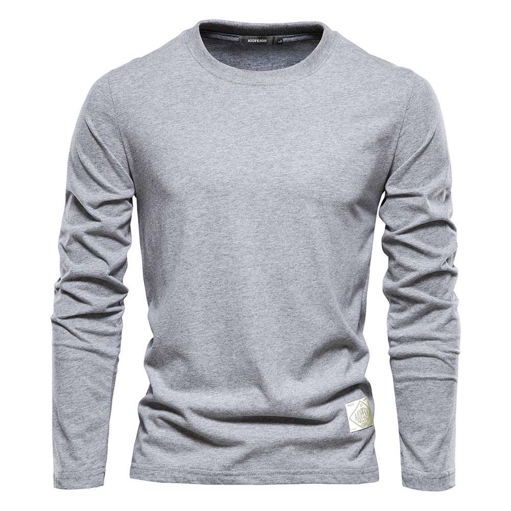 Men's Casual Exercise Outer Wear Round Neck Cotton Base Shirt - Minihomy