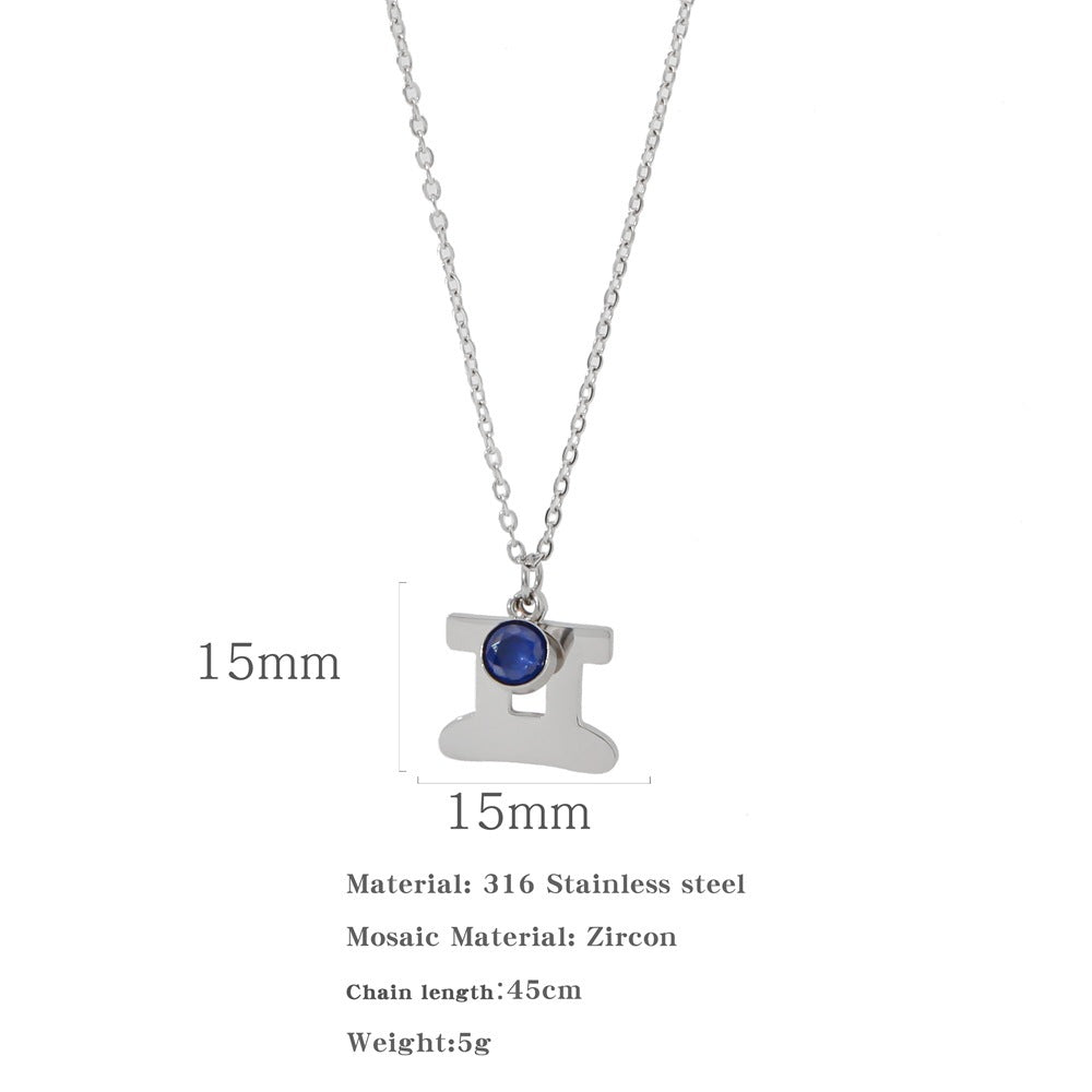 Necklace Stainless Steel Zircon Ornament: Adorn Yourself with Celestial Elegance - Minihomy