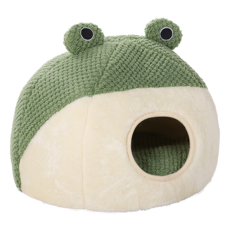 Pet Cat Dog Nest Little Frog Series Warm Plush Mat Autumn Winter Pet House - Minihomy