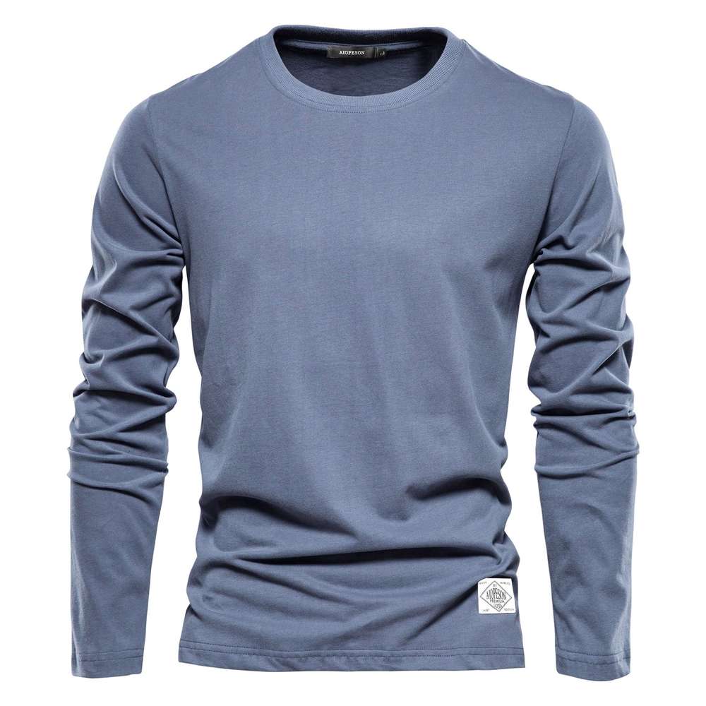 Men's Casual Exercise Outer Wear Round Neck Cotton Base Shirt - Minihomy