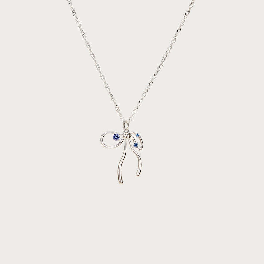 Niche Bone Chain Bow Zircon Sweet Necklace Copper-plated Gold - Minihomy