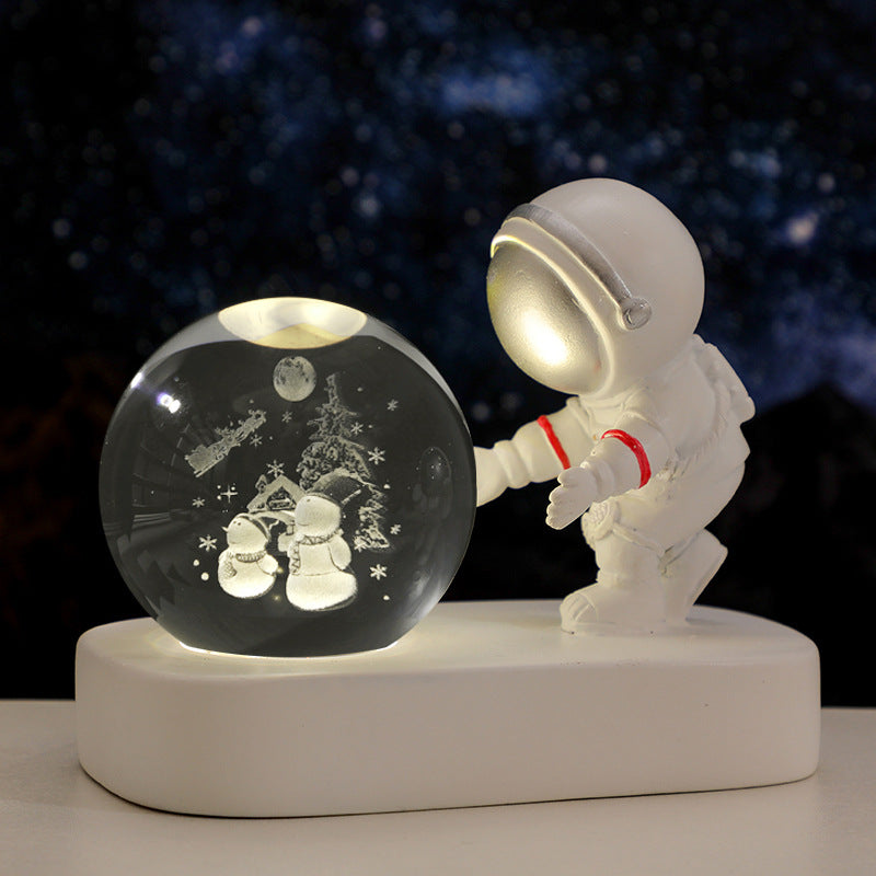 Glowing Planetary Galaxy Astronaut Crystal Ball Night Light - Minihomy