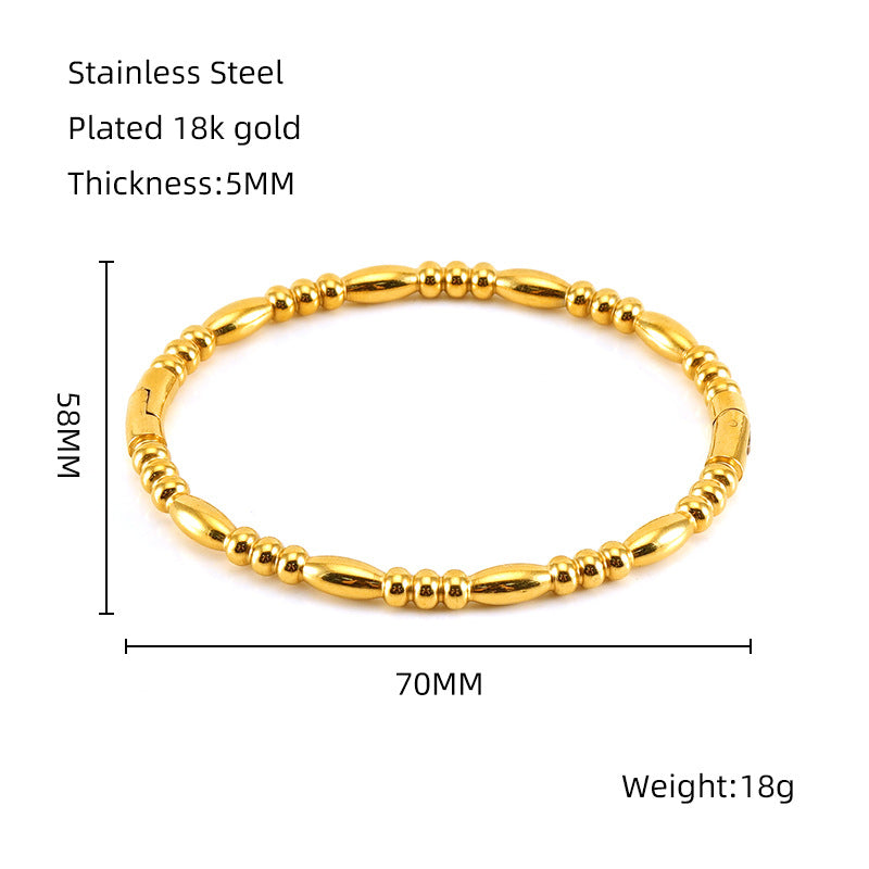 Fashion Bamboo Titanium Steel Bracelet Three Beads - Minihomy