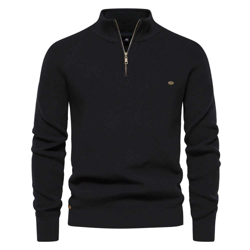 Men's Simple Half Turtleneck Solid Color Top - Minihomy