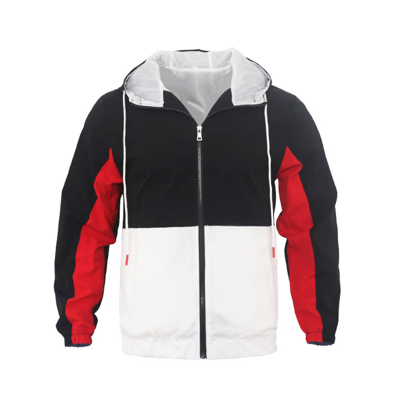 Men's Casual Polo Collar Contrast Color Double-layer Hooded Jacket - Minihomy