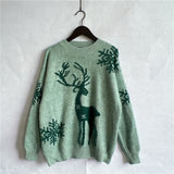 Women's Round Neck Long Sleeve Knitted Christmas Sweater