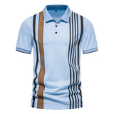 Striped Printed Plus Size Lapels Men's Short Sleeve