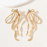 Irregular Large Bow Earrings For Women Tassel Streamer - Minihomy