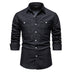 Men's Casual Denim Long Sleeve Shirt - Minihomy