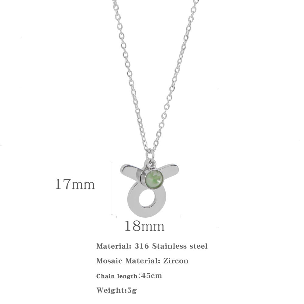 Necklace Stainless Steel Zircon Ornament: Adorn Yourself with Celestial Elegance - Minihomy