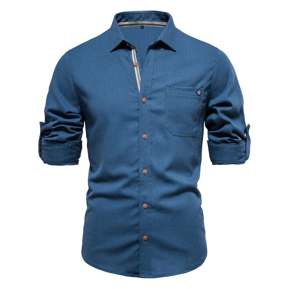 Men's Casual Lapel Long Sleeve Shirt - Minihomy