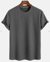 Men's Solid Color Loose Round Neck T-shirt - Minihomy