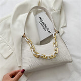 Stone Texture Shoulder Bag With Chain | Women's Underarm Bag