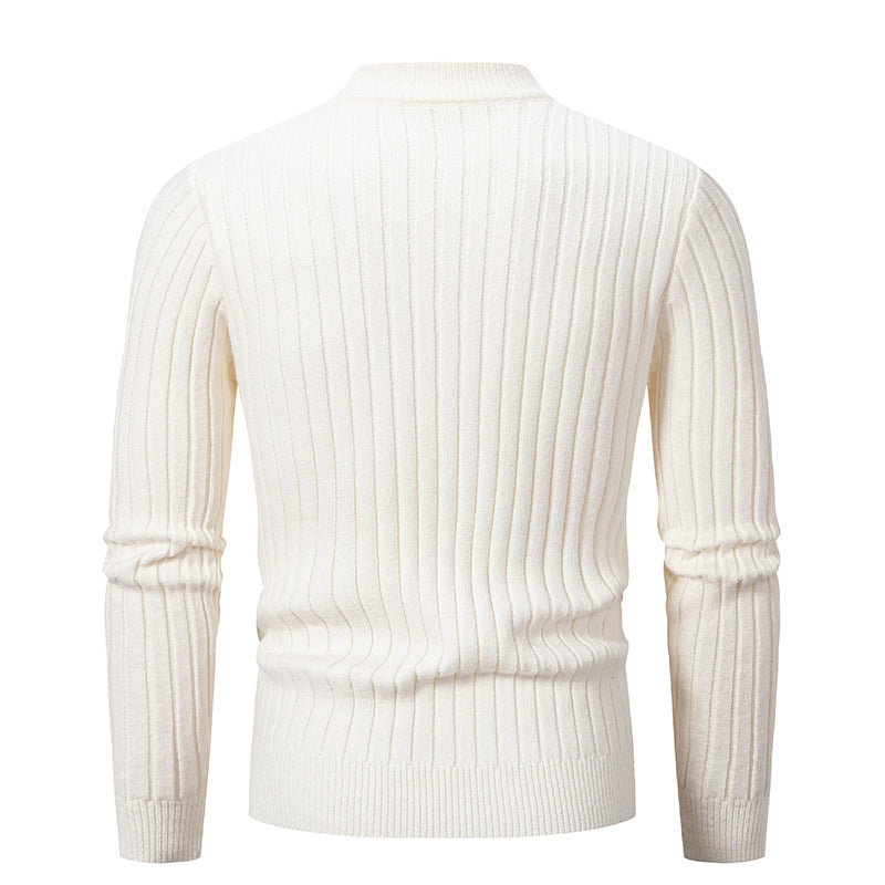 Men's Solid Color Stand Collar Sweater: Elevate Your Casual Style - Minihomy