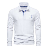 Men's Casual Polo Collar Deer Embroidered Long Sleeve - Minihomy