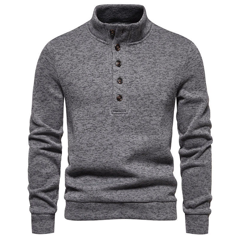 Men's Turtleneck Buttons Pullover Casual Loose - Minihomy