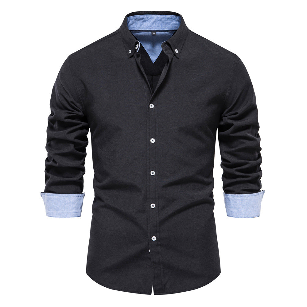 Men's Fashion Casual All-matching Solid Color Long-sleeved Top - Minihomy