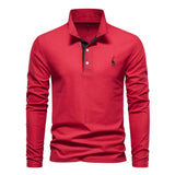 Men's Casual Polo Collar Deer Embroidered Long Sleeve - Minihomy