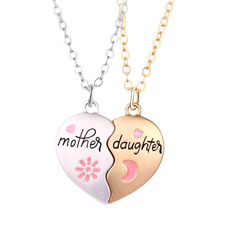 Fashion Jewelry Mother Daughter Necklace Set - Matching Heart Magnetic Pendant - Minihomy