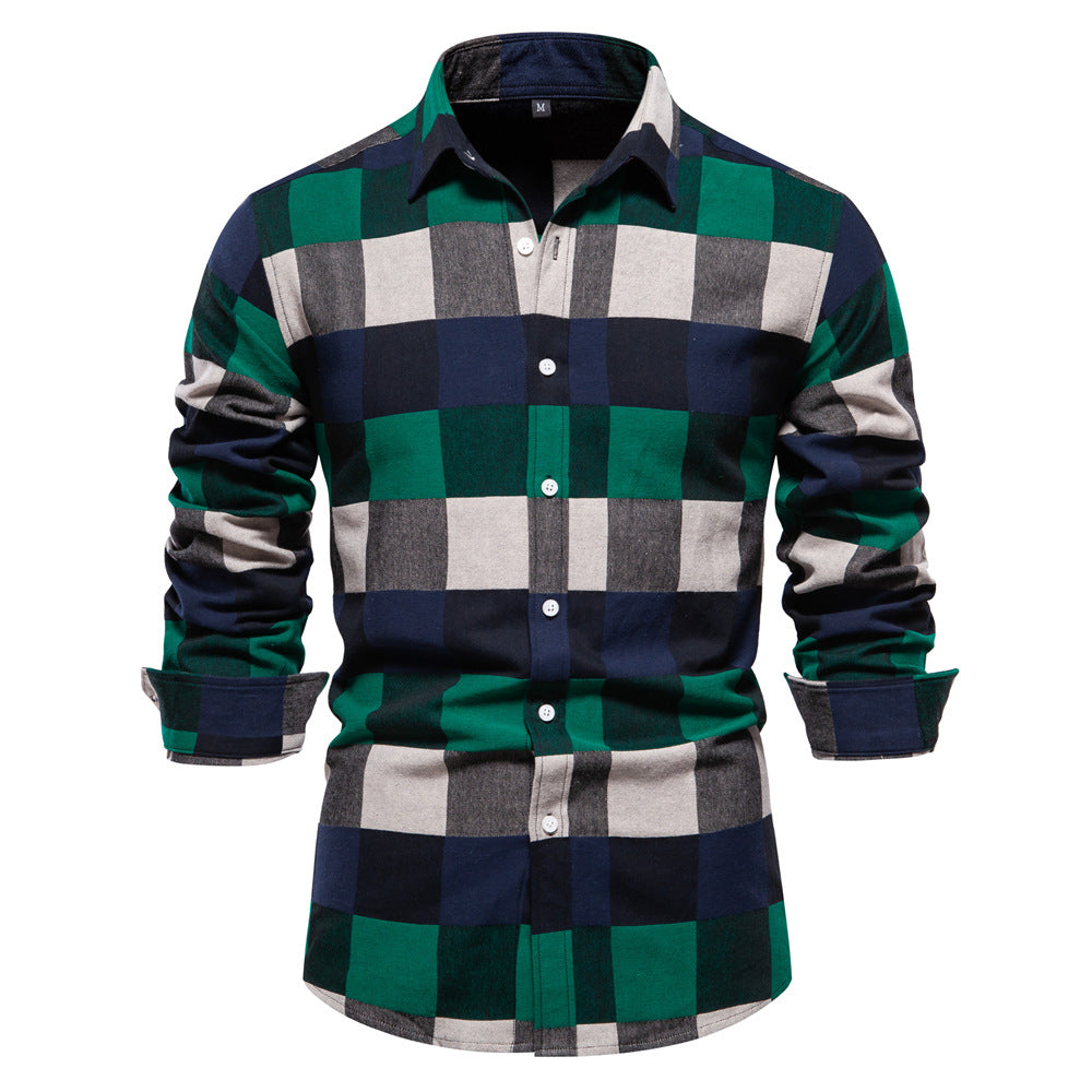 Men's Plaid Long Sleeve Shirt Top - Minihomy