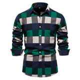 Men's Plaid Long Sleeve Shirt Top - Minihomy