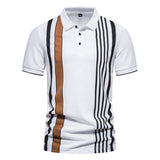 Striped Printed Plus Size Lapels Men's Short Sleeve