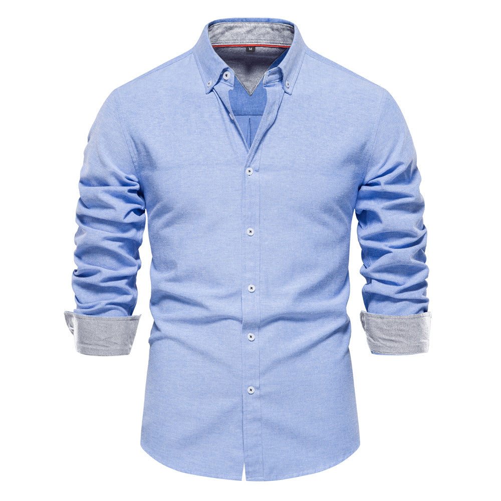 Men's Fashion Casual All-matching Solid Color Long-sleeved Top - Minihomy